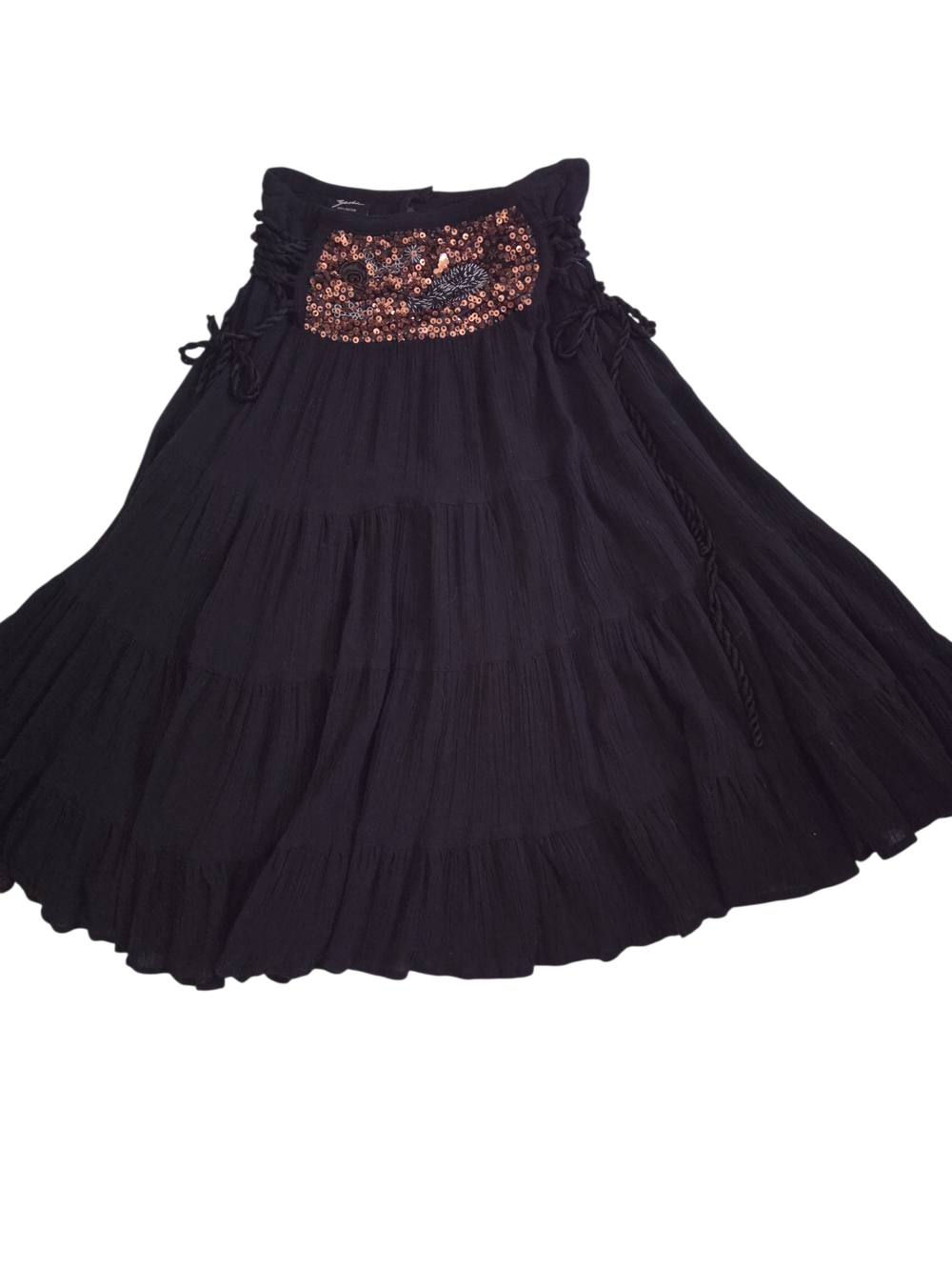 Zashi Black Tiered Casual Skirt